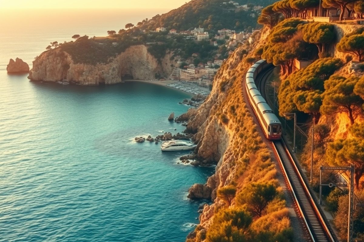 A coastal railway along the French Riviera